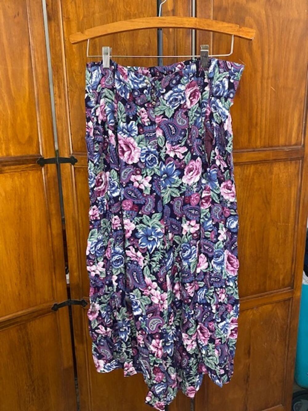 Forenza Floral Paisley Wide Leg Pants Women’s Boho 80s 90s Button Front